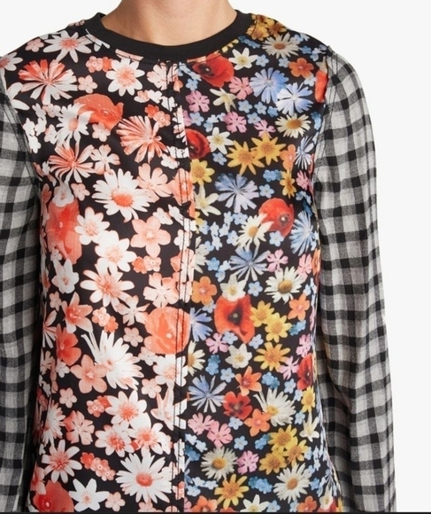 McQ Alexander McQueen Floral Plaid Hybrid Top Shirt 40 or US 4 Wool Viscose - Picture 1 of 11